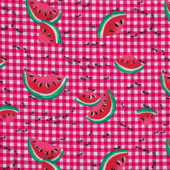 WATERMELON ANT CHECK FABRIC CAT AND DOG BANDANAS Easy Slide over Collar
