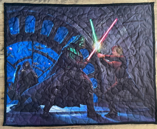 STAR WARS LUKE SKYWALKER vs DARTH VADER *A SON'S DESTINY* inspired Quilted Comforter Blanket DIGITALLY PRINTED FABRIC