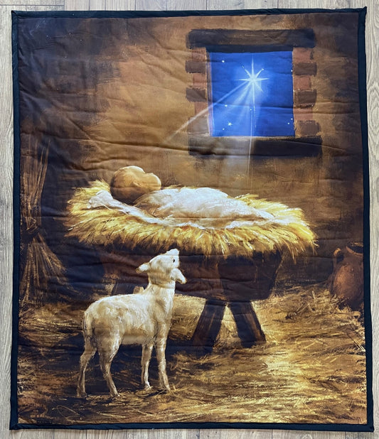 CHRISTMAS NATIVITY MANGER SCENE BEAUTIFUL BRIGHT COMFORTER BLANKET