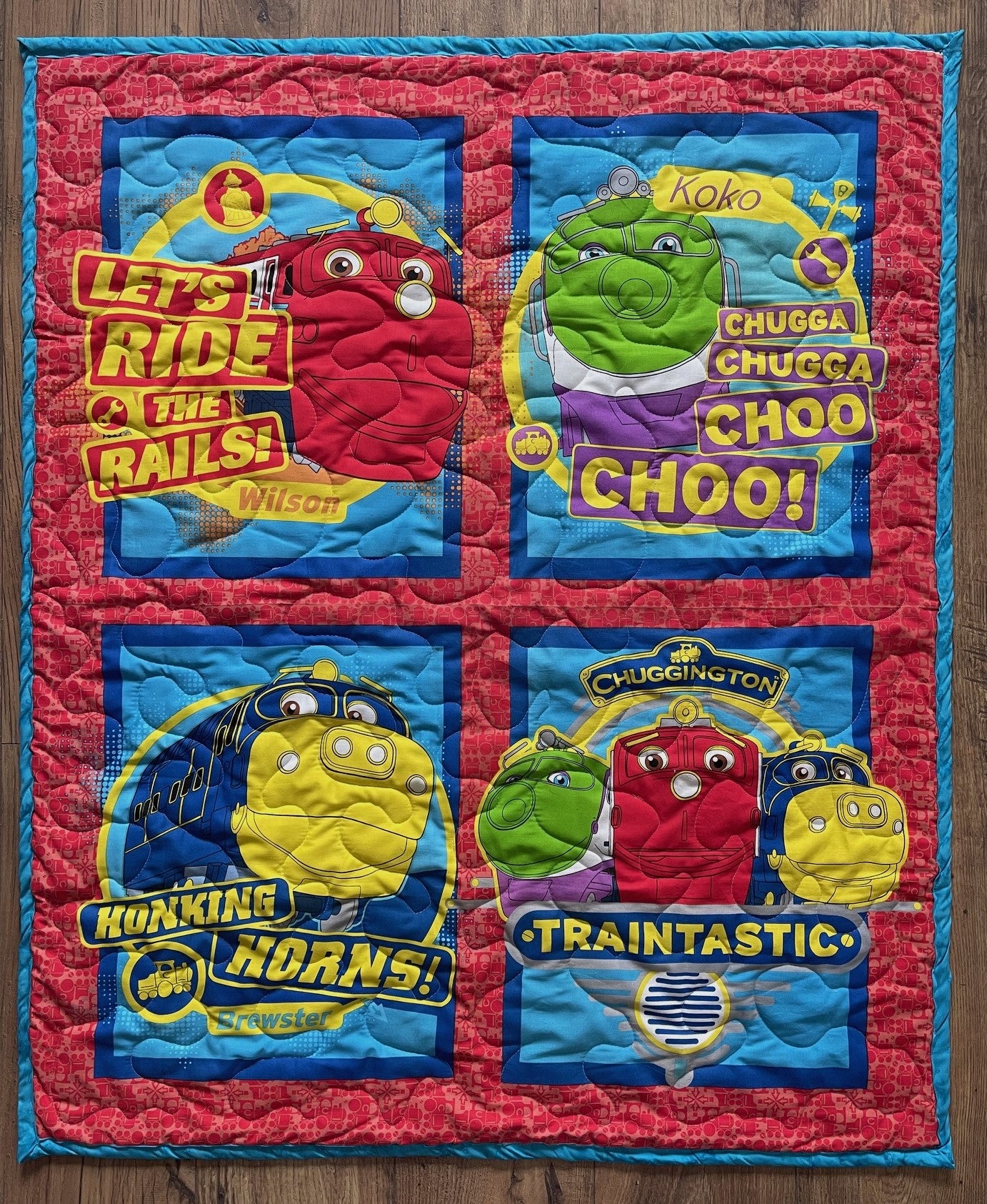 CHUGGINTON TRAIN LET'S RIDE THE RAILS QUILTED BLANKET