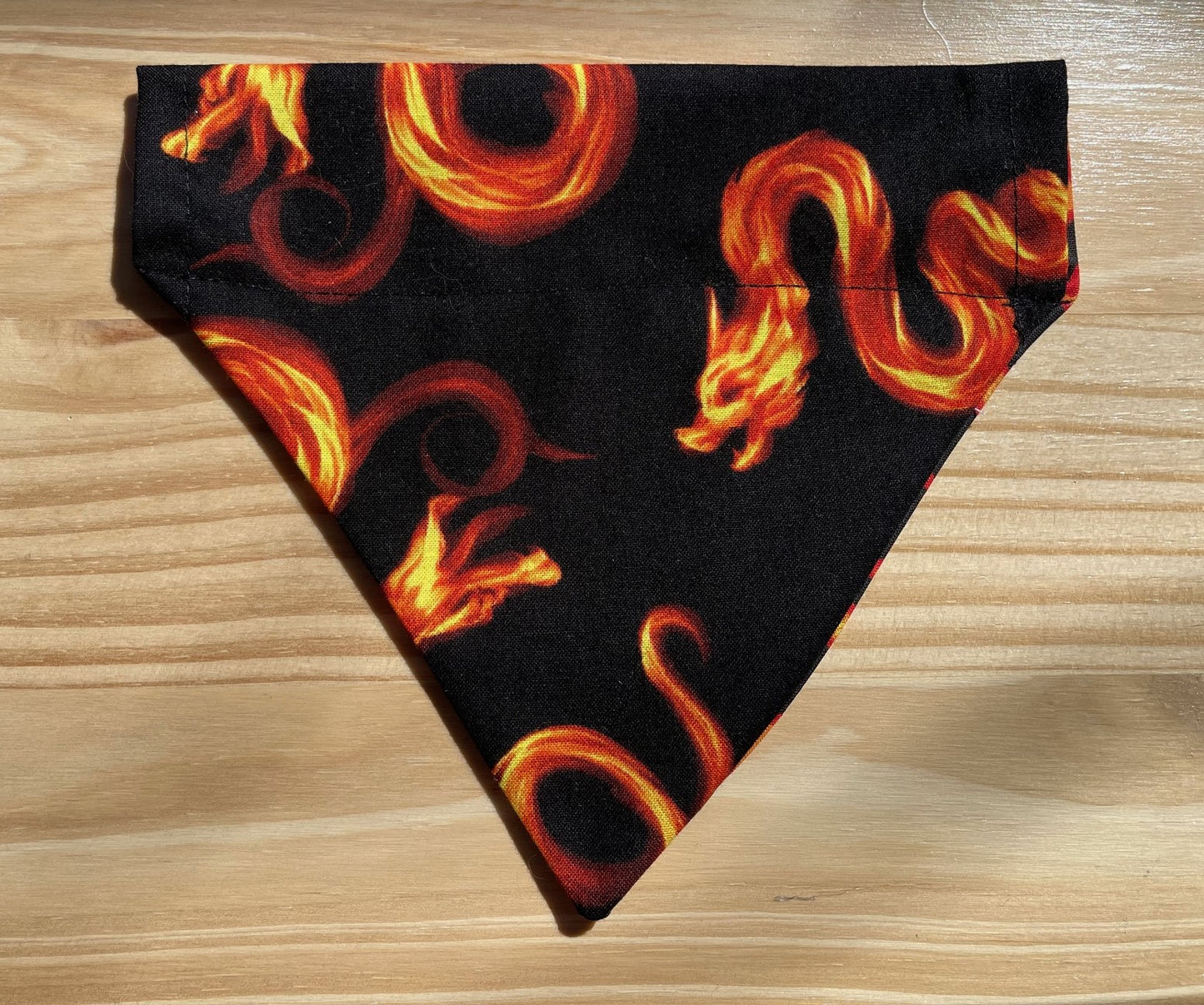 DRAGON FIRE FABRIC CAT AND DOG BANDANAS Easy Slide over Collar