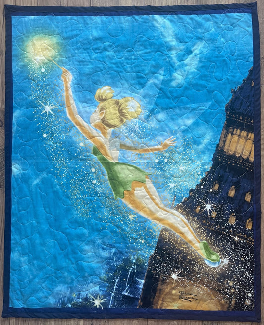 PETER PAN'S TINKER BELL "FLY TO NEVERLAND" QUILTED BLANKET