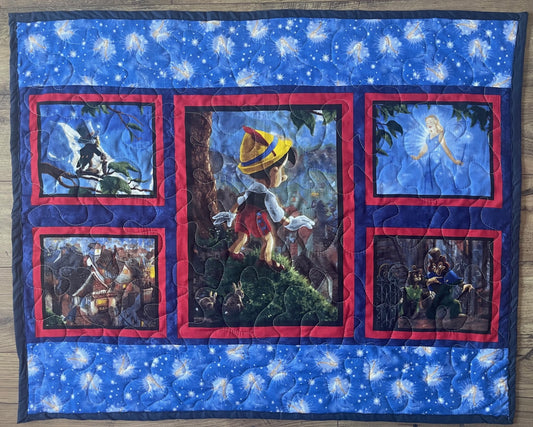 Pinocchio Jiminy Cricket, Fairy  Inspired Quilted Blanket 36"X44"