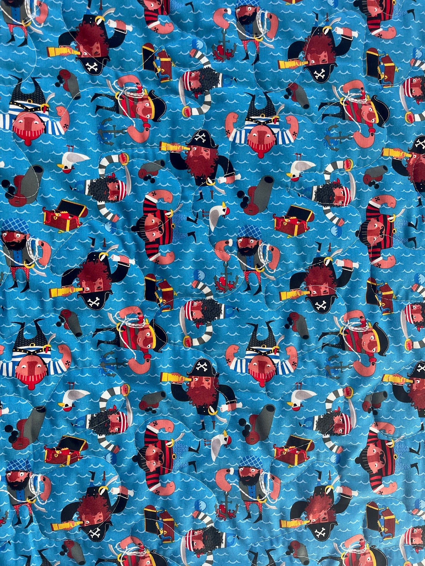 BOYS PIRATE TREASURE MAP BLUE BEARD PIRATE INSPIRED QUILTED BLANKET