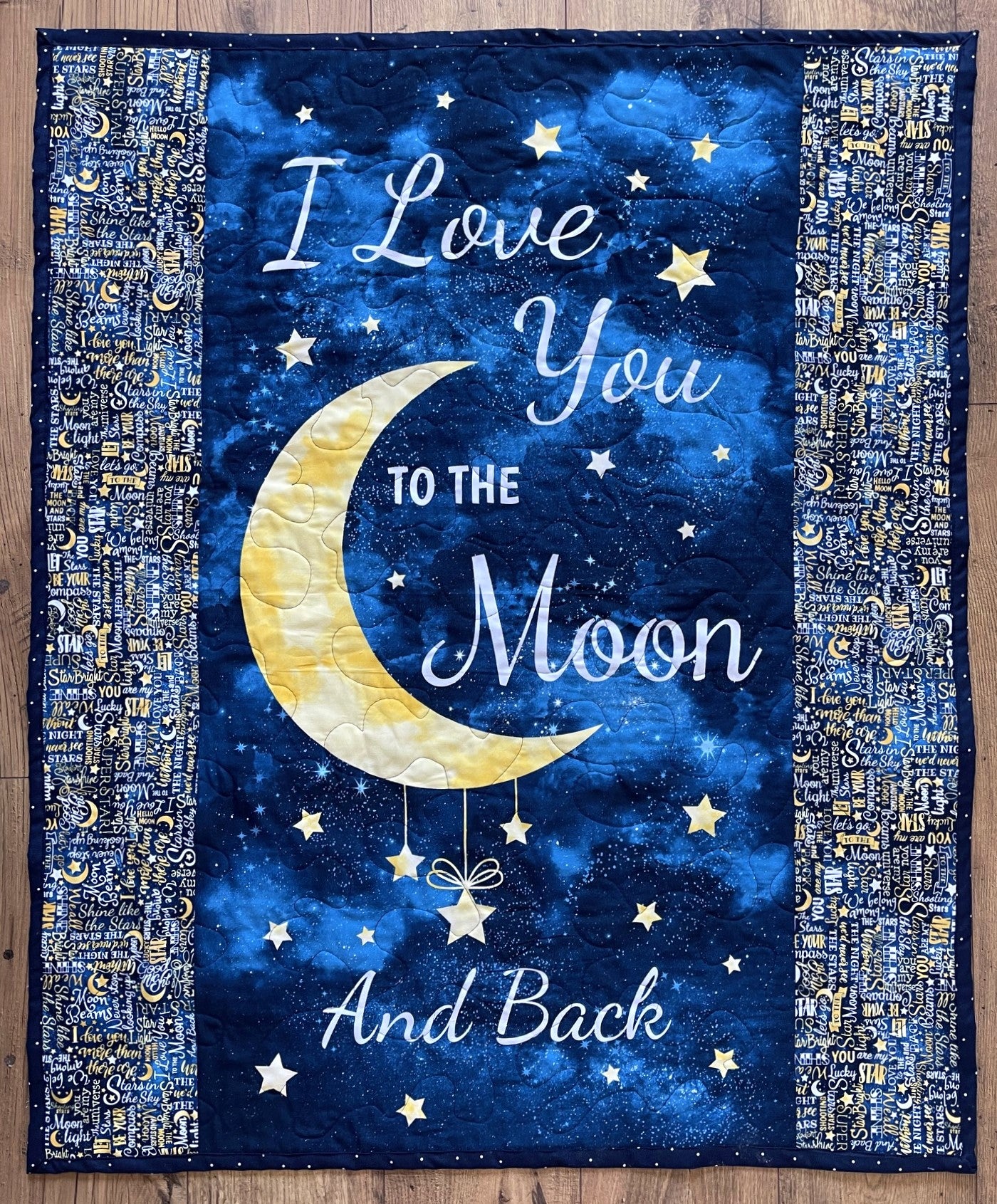 I LOVE YOU TO THE MOON AND BACK 36"X44" QUILTED BLANKET