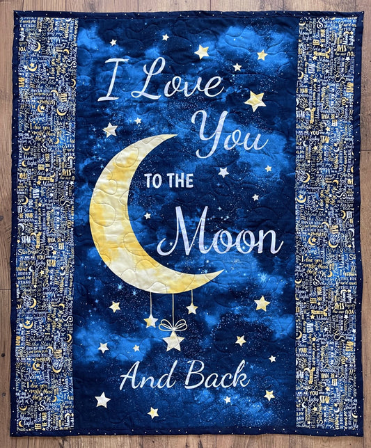 I LOVE YOU TO THE MOON AND BACK 36"X44" QUILTED BLANKET