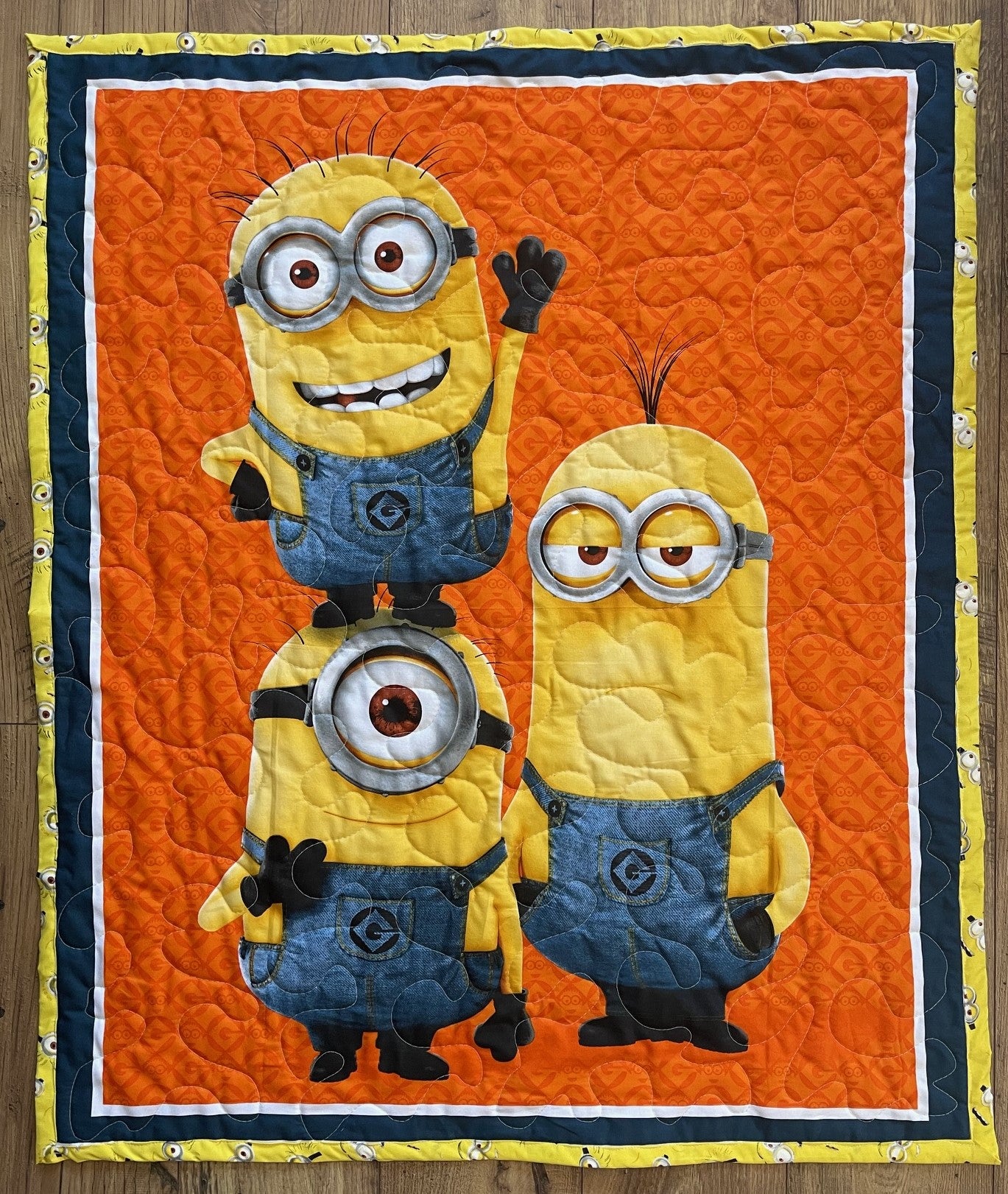 MINIONS, KEVIN, STUART & BOB DESPICABLE ME INSPIRED QUILTED BLANKET