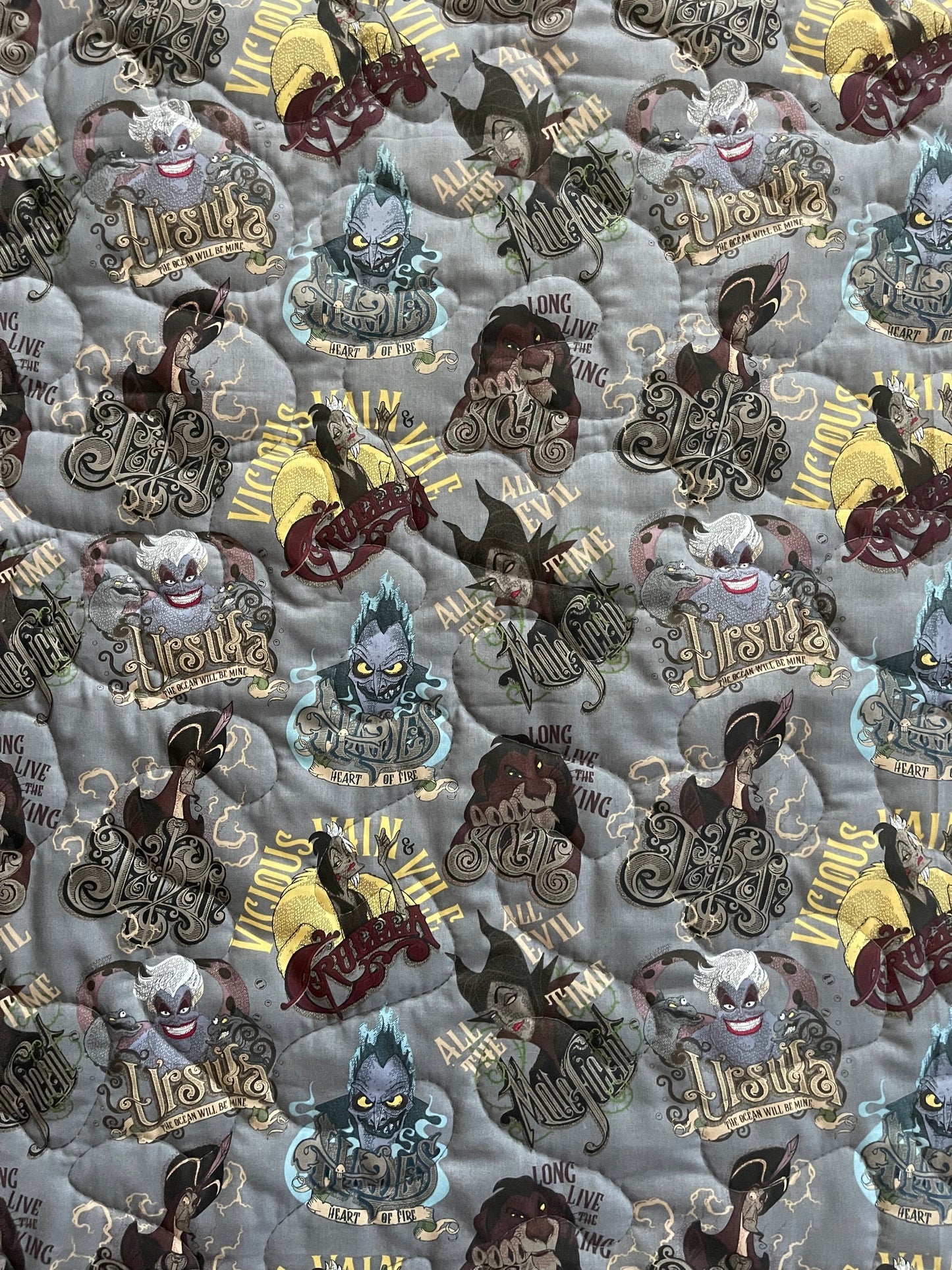 VILLAINS, URSULA, CRUELLA DE VIL, MALEFICENT, HADES, JAFAR, SCAR INSPIRED QUILTED BLANKET