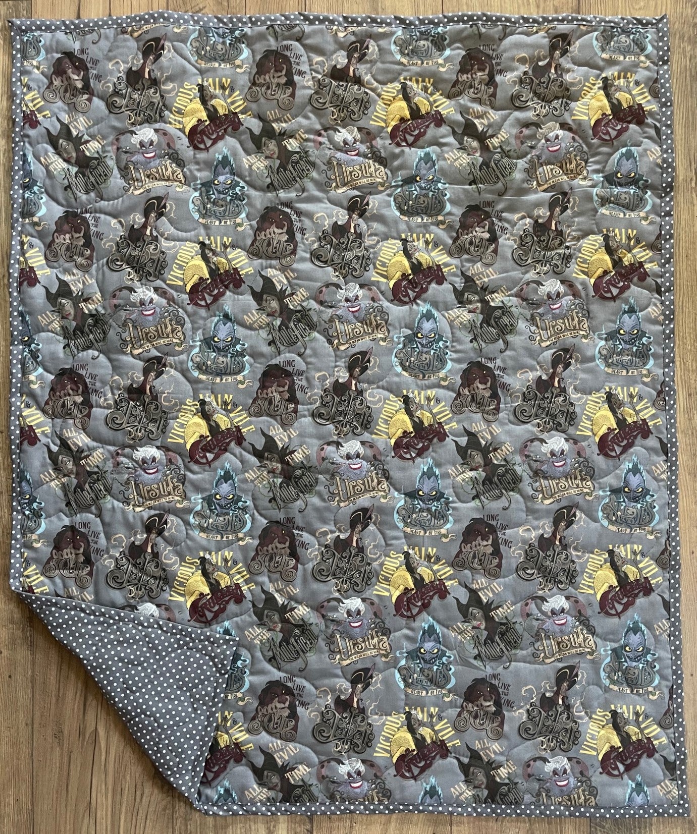 VILLAINS, URSULA, CRUELLA DE VIL, MALEFICENT, HADES, JAFAR, SCAR INSPIRED QUILTED BLANKET