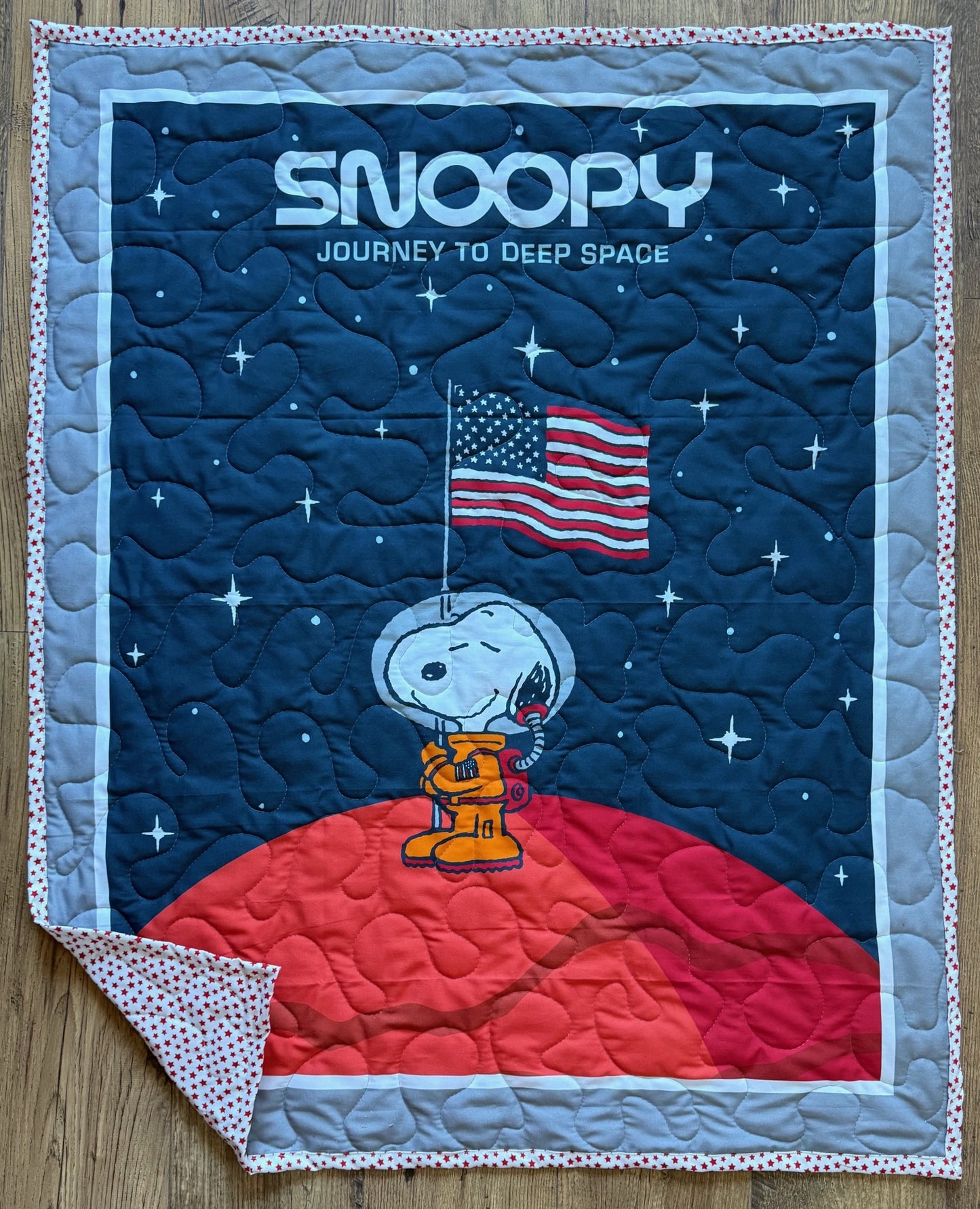 PEANUTS SNOOPY *JOURNEY TO DEEP SPACE* ASTRONAUT Inspired Quilted Blanket