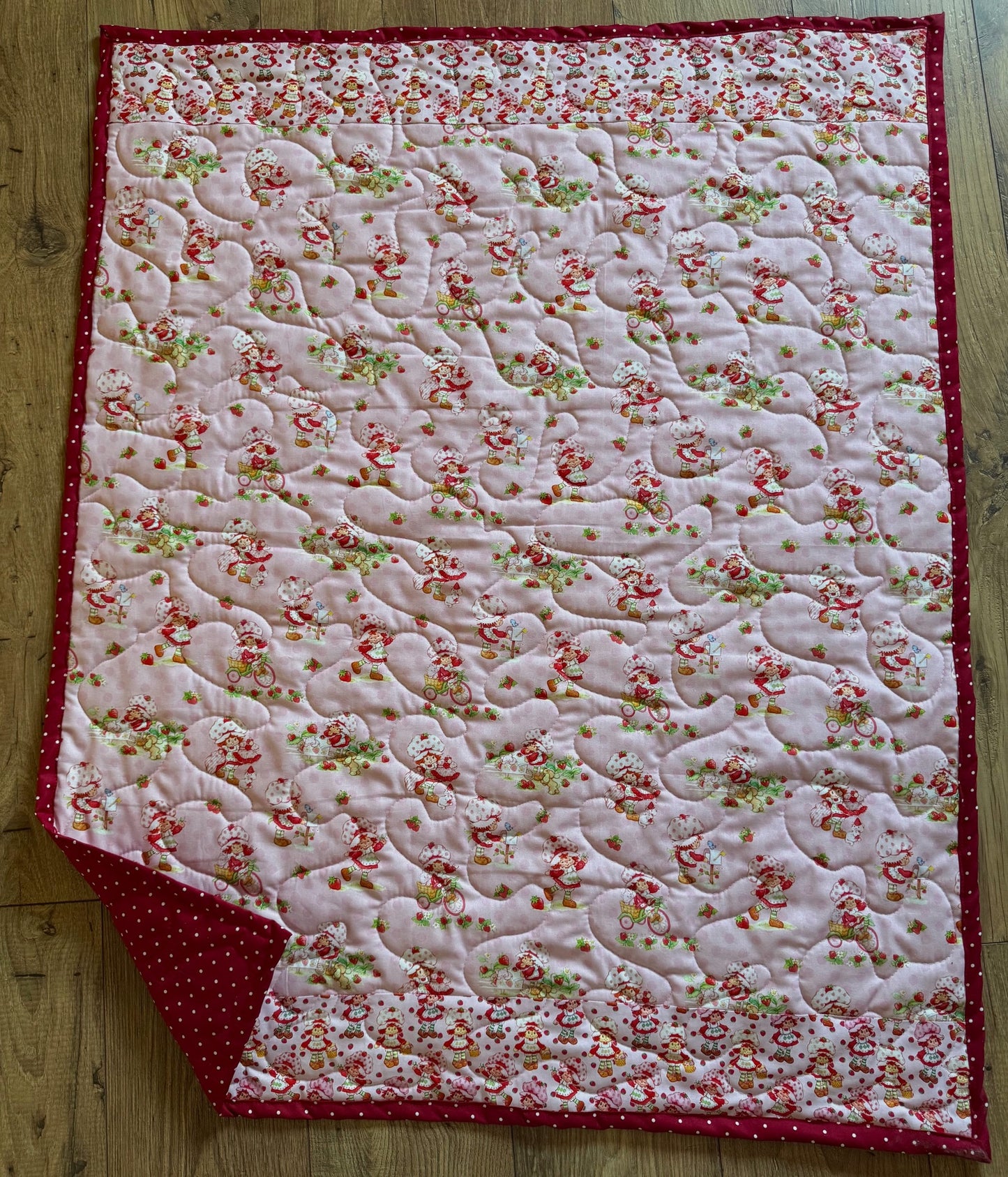 VINTAGE STRAWBERRY SHORTCAKE INSPIRED QUILTED BLANKET