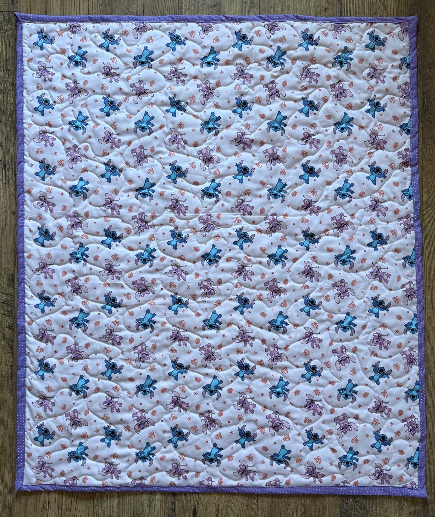 STITCH & ANGEL INSPIRED LILO & STITCH CARTOON Quilted Blanket