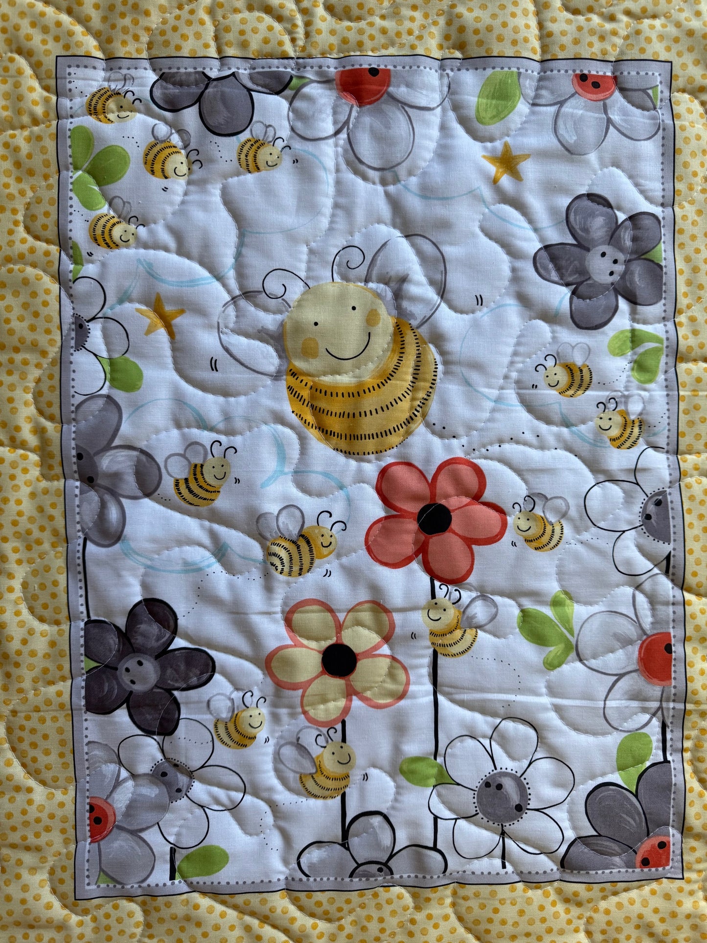 HAPPY BEES IN THE GARDEN Inspired Quilted Blanket