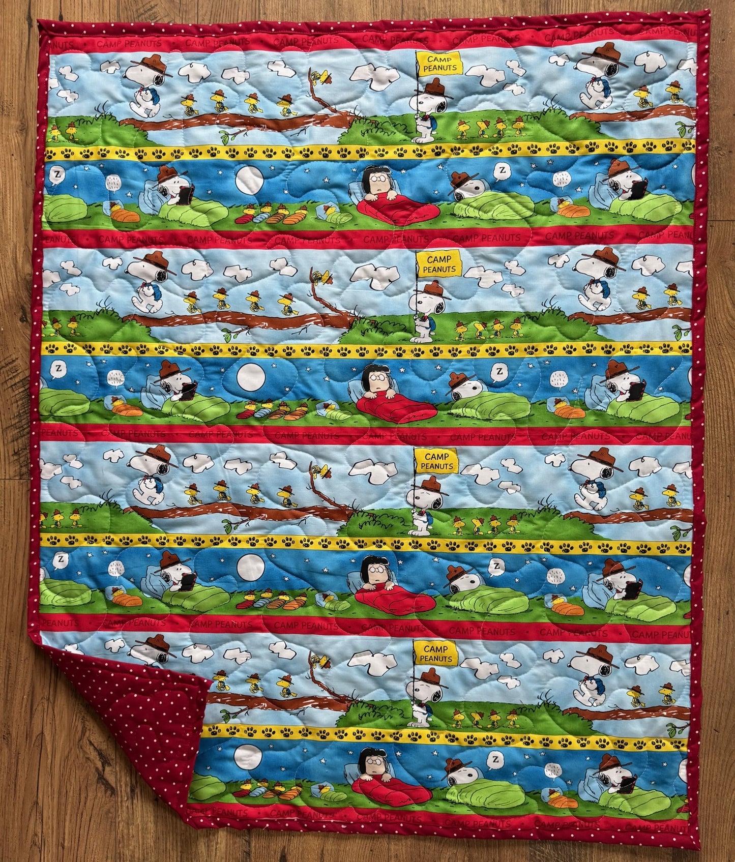 PEANUTS OUTDOORS SNOOPY WOODSTOCK MARCIE *CAMP PEANUTS* Inspired Quilted Blanket