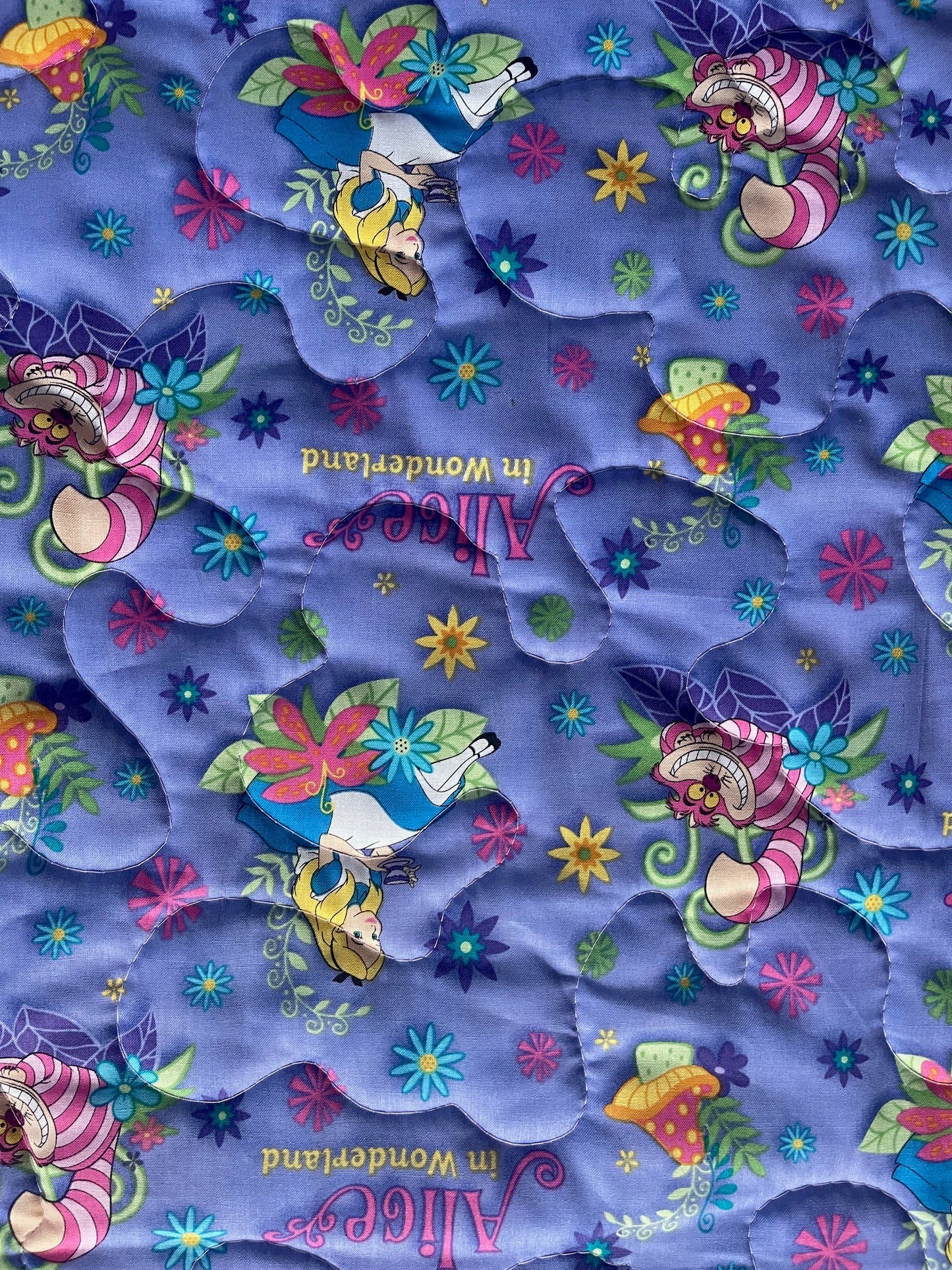 ALICE IN WONDERLAND CAT NAPPING Inspired Reversible Quilted Blanket