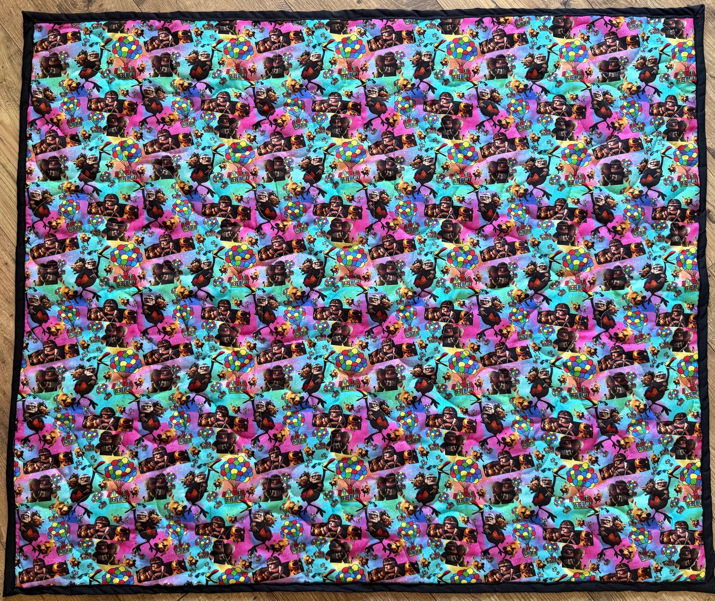 UP MOVIE CHARACTERS BRIGHT FABRIC QUILTED BLANKET
