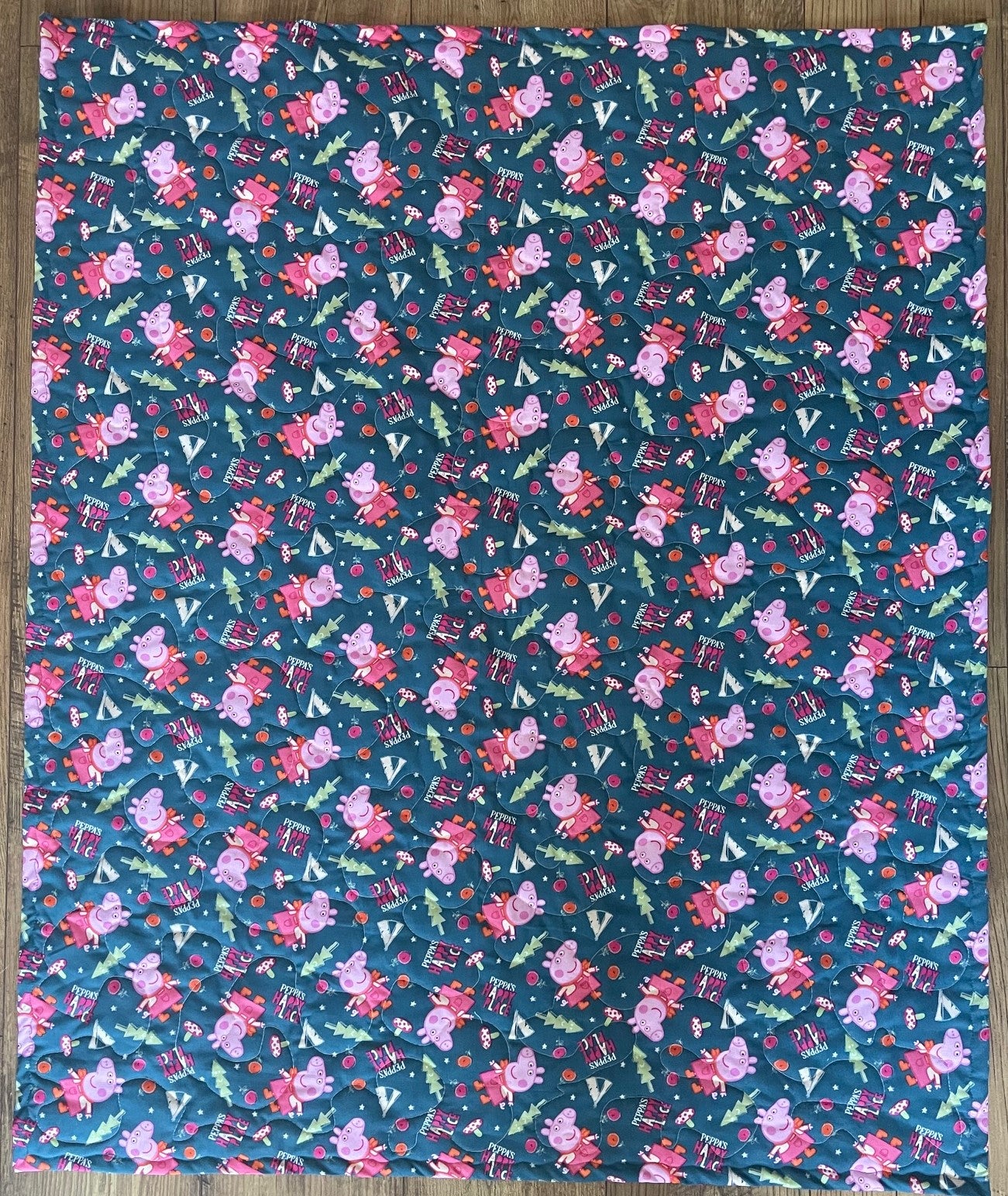 PEPPA PIG CARTOON Inspired "PEPPA'S HAPPY PLACE" 36"x44" Quilted Blanket