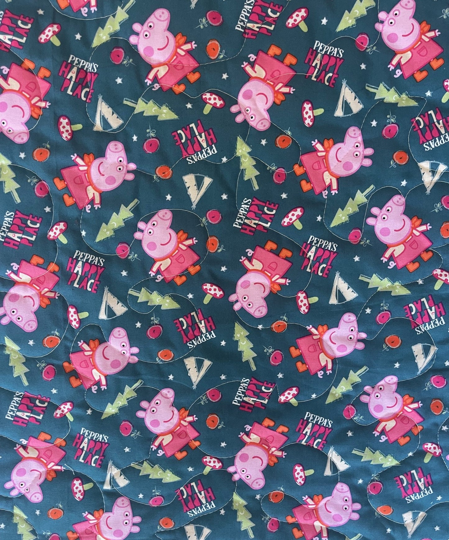 PEPPA PIG CARTOON Inspired "PEPPA'S HAPPY PLACE" 36"x44" Quilted Blanket