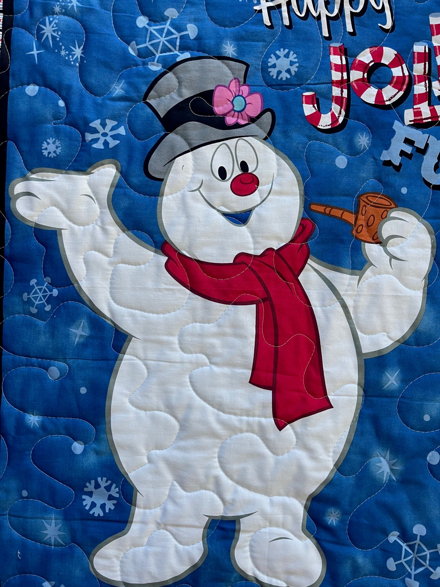CHRISTMAS CLASSIC FROSTY THE SNOWMAN *HAPPY JOLLY FUN* QUILTED BLANKET