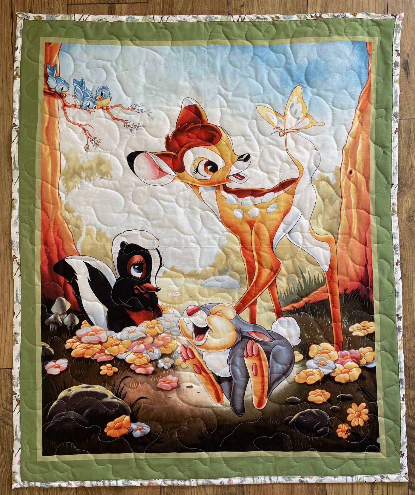 CLASSIC BAMBI THUMPER FLOWER IN THE MEADOW 36"X44" QUILTED BLANKET