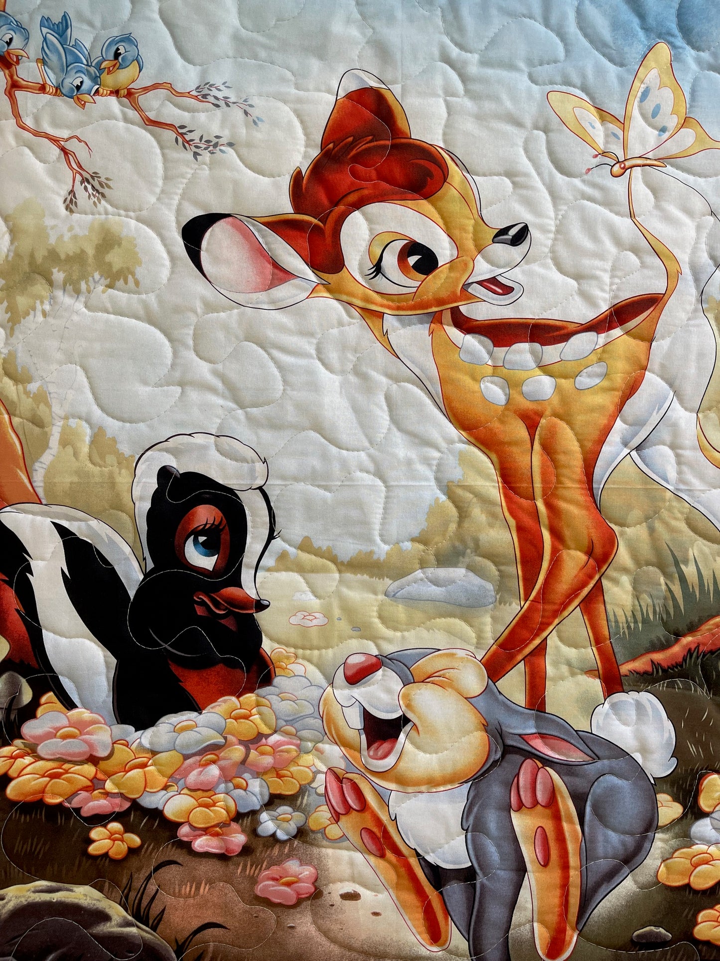CLASSIC BAMBI THUMPER FLOWER IN THE MEADOW 36"X44" QUILTED BLANKET