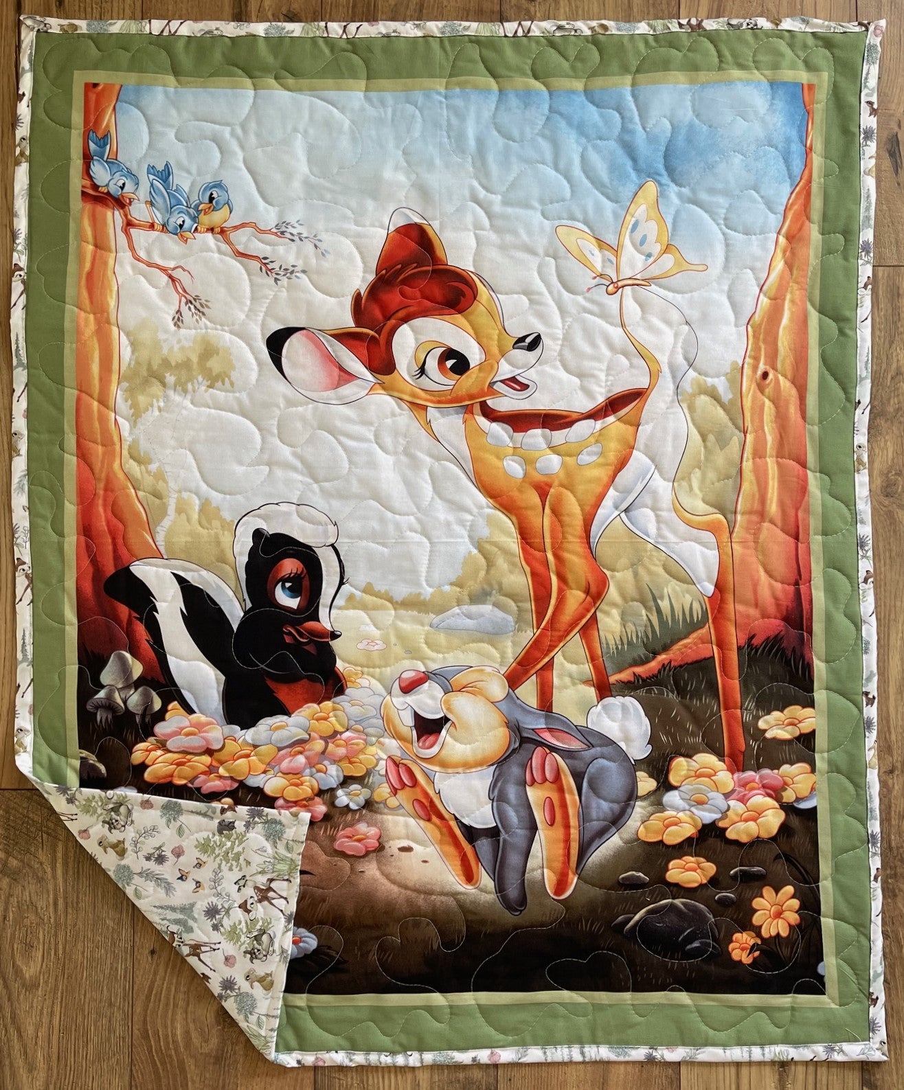 CLASSIC BAMBI THUMPER FLOWER IN THE MEADOW 36"X44" QUILTED BLANKET