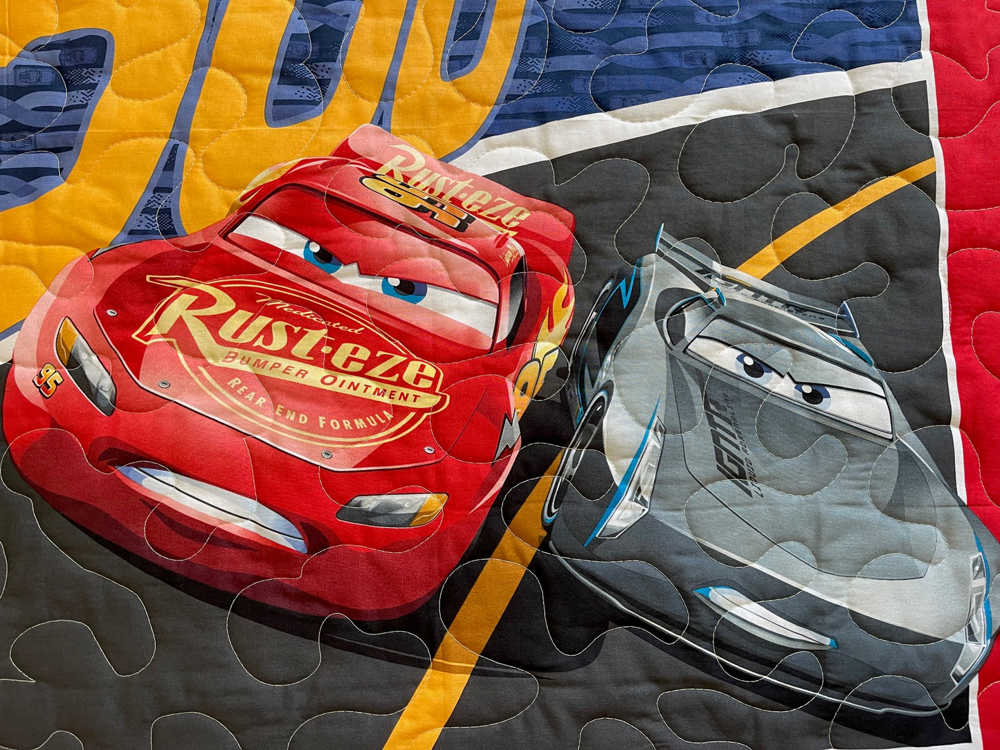 RACE CARS INSPIRED LIGHTNING MCQUEEN *FLORIDA 500* QUILTED BLANKET