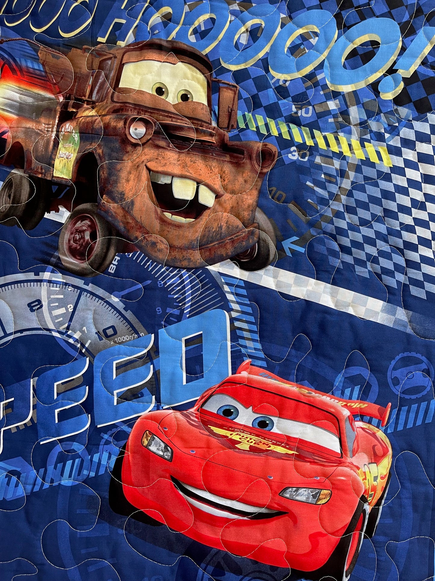 WOOO HOOO CARS MATER & LIGHTNING MC QUEEN 95 INSPIRED QUILTED BLANKET