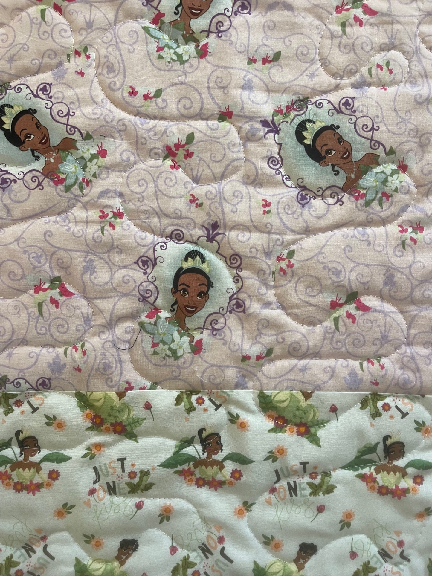 TIANA PRINCESS AND THE FROG Inspired JUST ONE KISS Quilted Blanket
