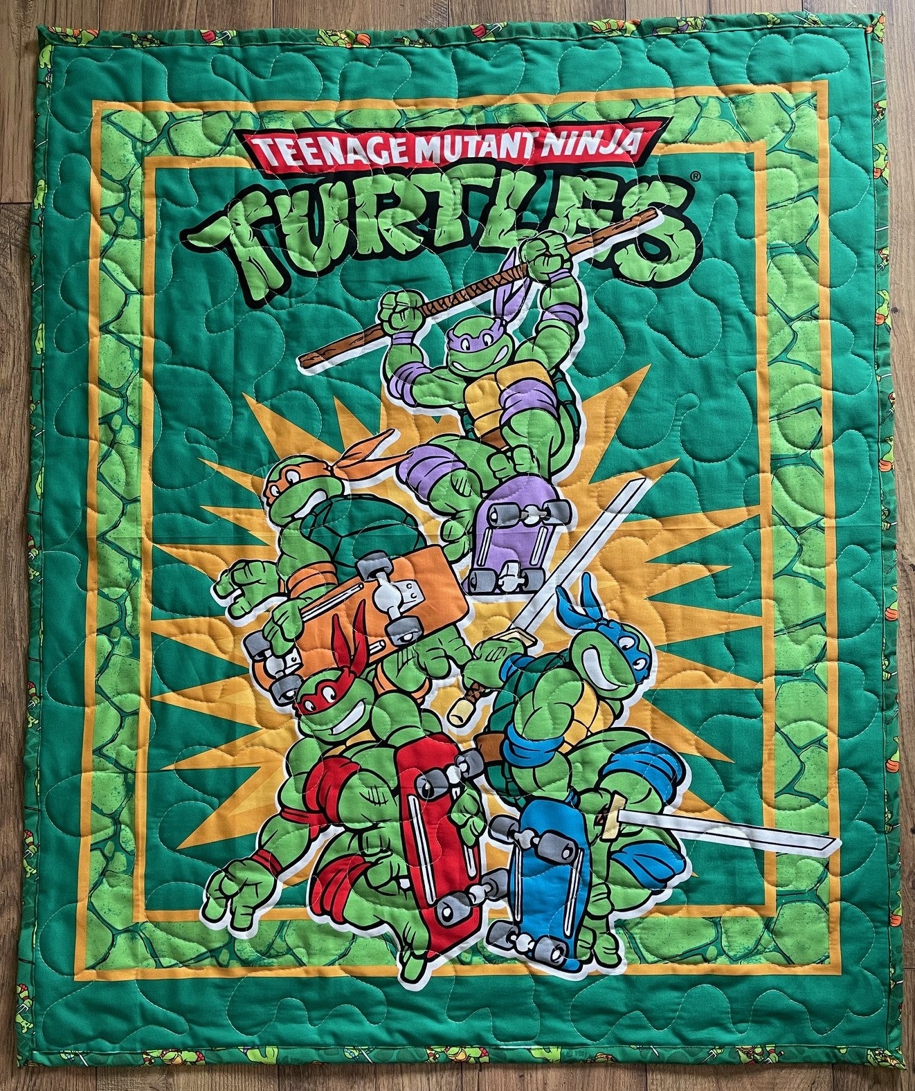 TEENAGE MUTANT NINJA TURTLES COWABUNGA SKATERBOARDERS TMNT INSPIRED QUILTED BLANKET