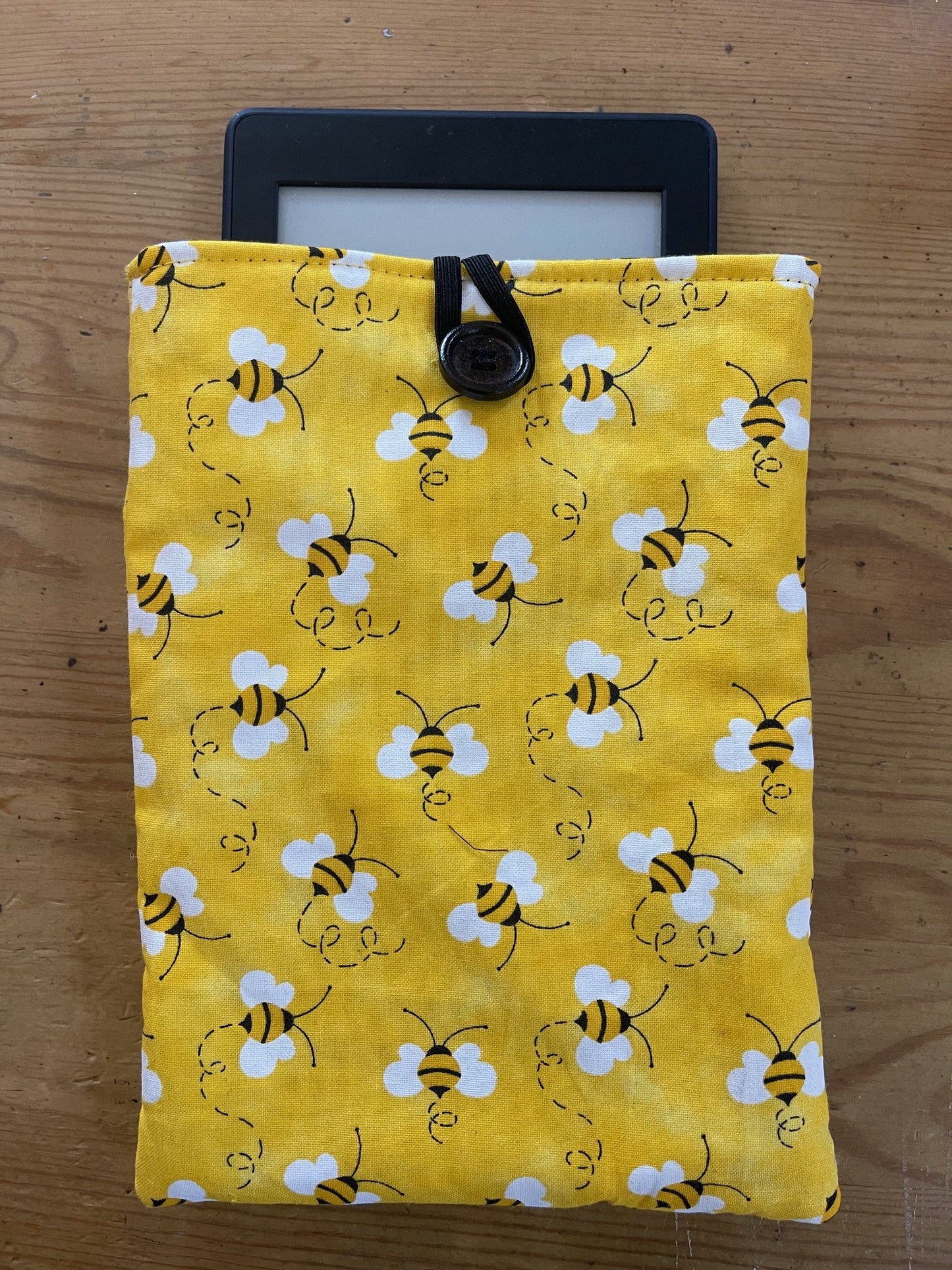 Bees Yellow Fabric KINDLE SLEEVE Padded Pouch fits 6" 7" Models