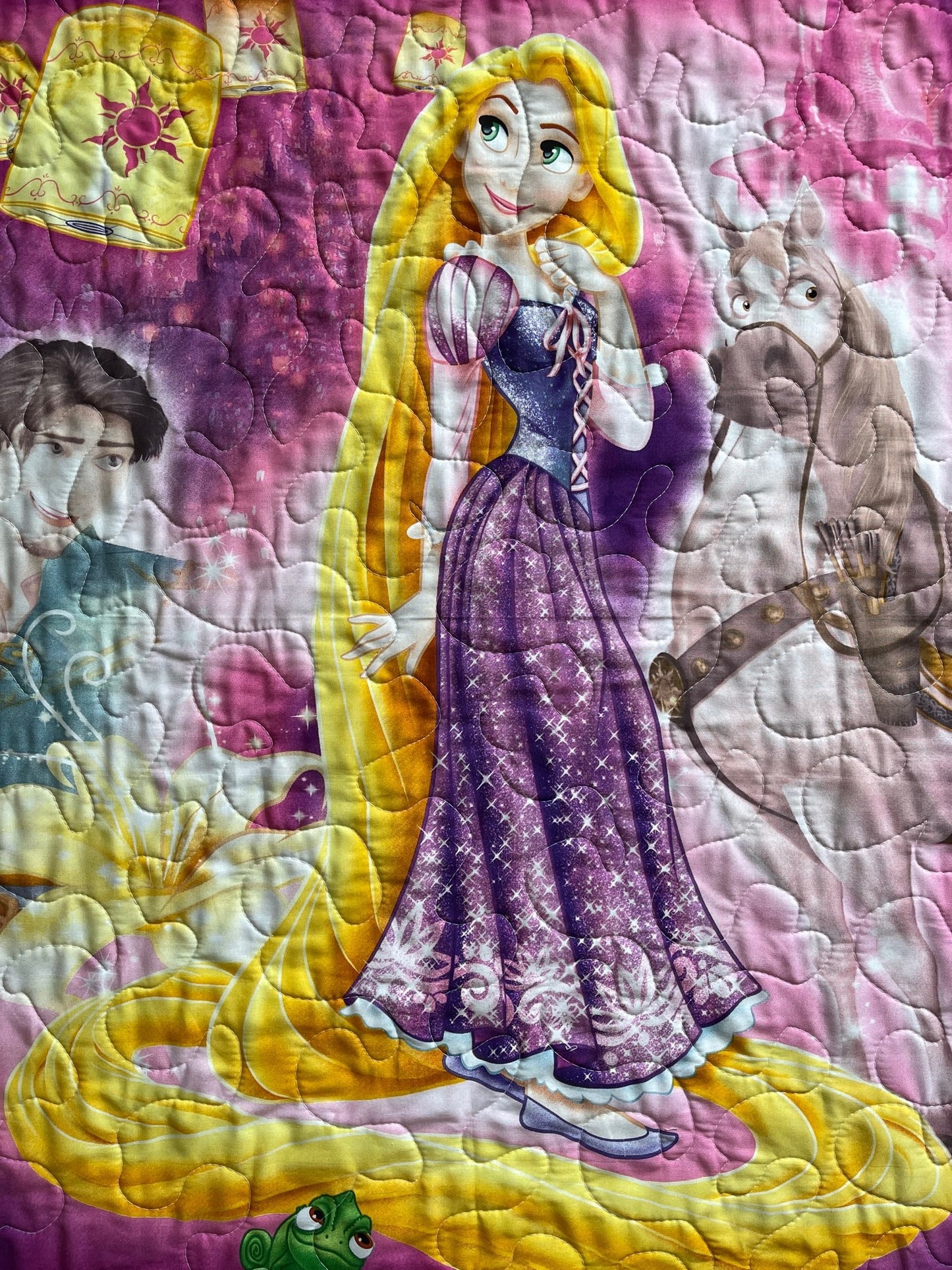 RAPUNZEL, FLYNN RIDER, PASCAL & MAXIMUS "TANGLED" Inspired QUILTED BLANKET