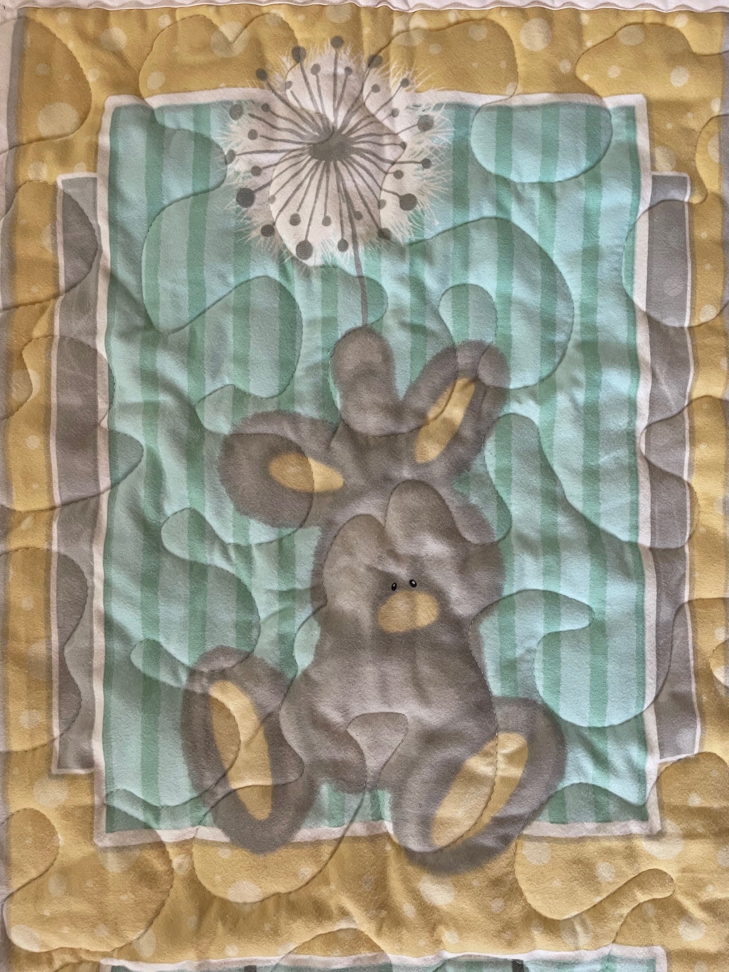 Bunny Rabbit Dandelions Bunny Swing Flannel Quilted Blanket
