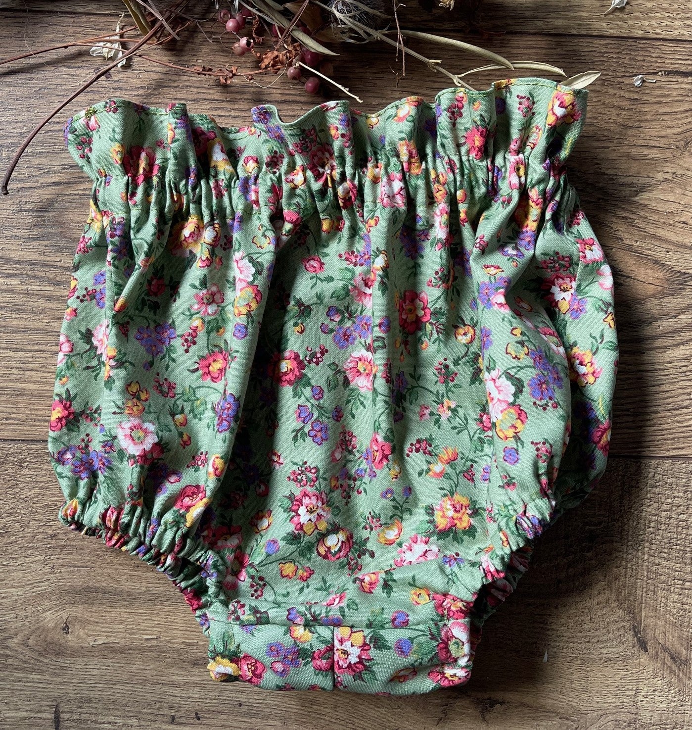 Baby Diaper Cover Green Pink Purple Floral Flowers Infant & Toddler Boho High Rise Bloomers