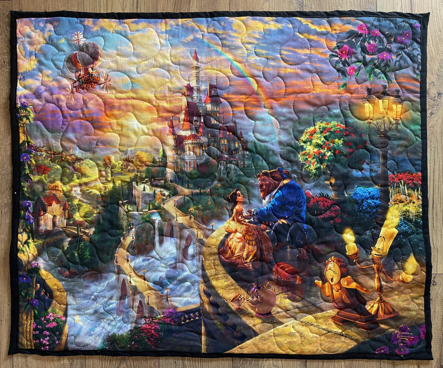 BEAUTY AND THE BEAST FALLING IN LOVE Inspired Quilted Blanket 36"x44" Digital Printed Fabric