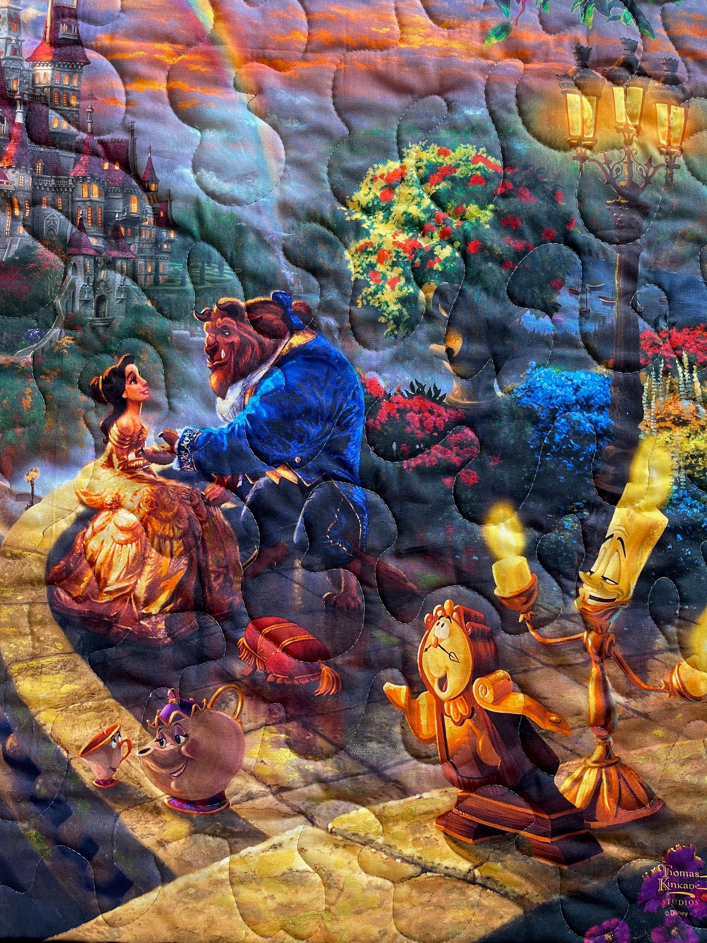 BEAUTY AND THE BEAST FALLING IN LOVE Inspired Quilted Blanket 36"x44" Digital Printed Fabric