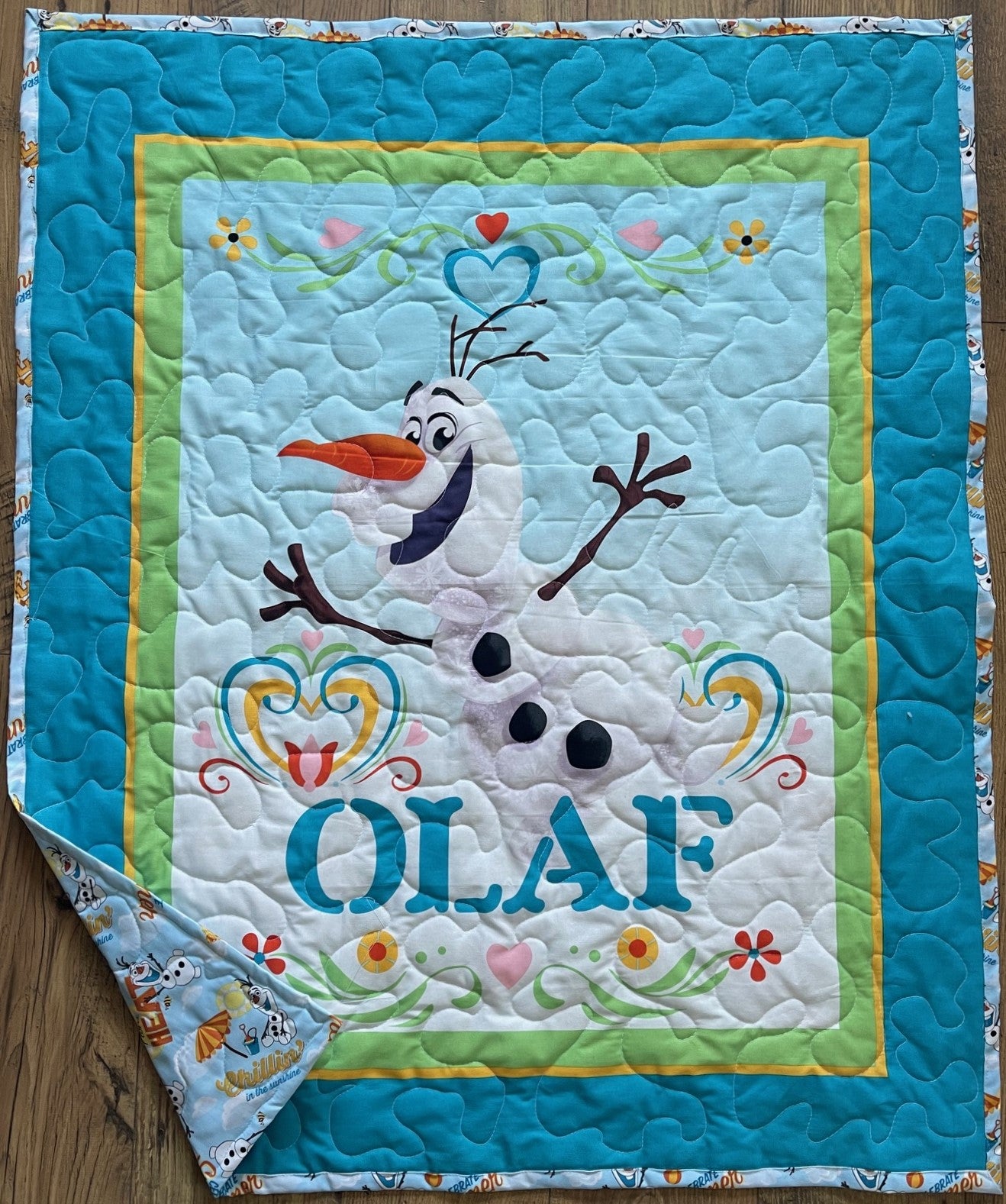 OLAF FROZEN SNOWMAN I LOVE ALL THINGS WARM INSPIRED QUILTED BLANKET