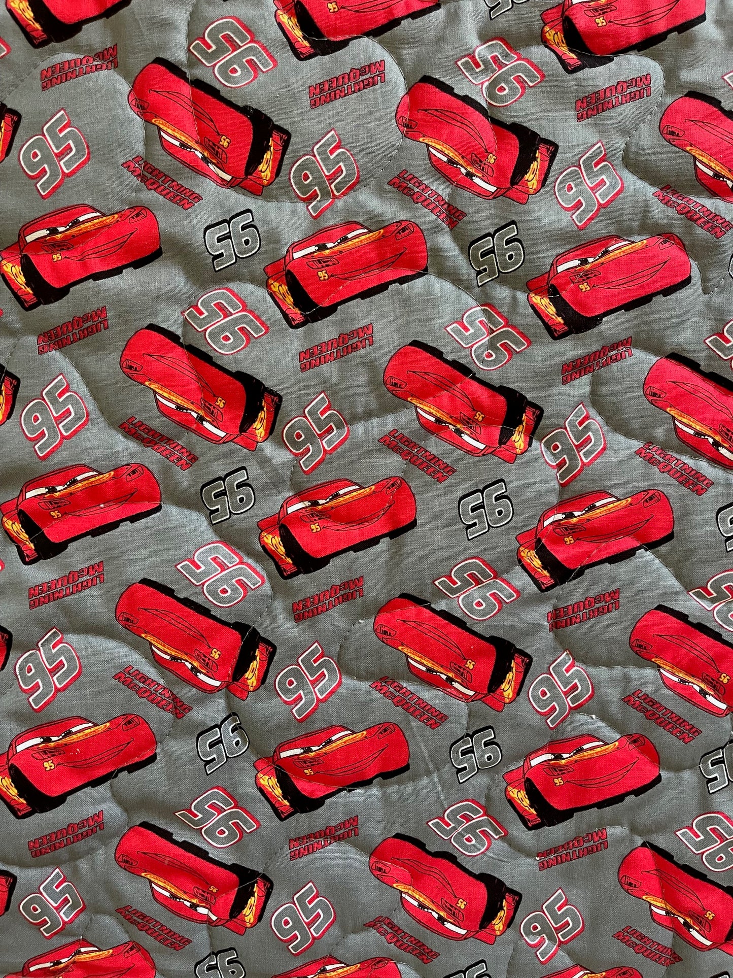 CARS LIGHTNING MC QUEEN 95 INSPIRED Quilted Blanket TRACK STAR Reversible Blanket