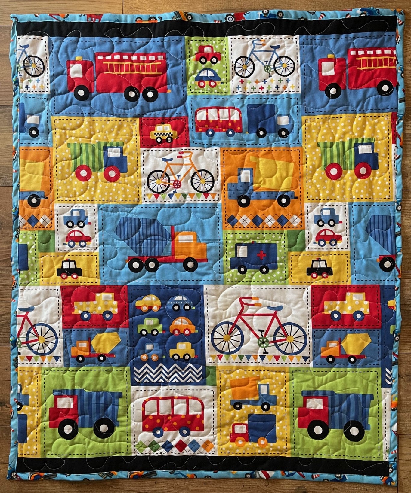 READY SET GO Boys Construction, First Responders & Transportation Vehicles Quilted Blanket
