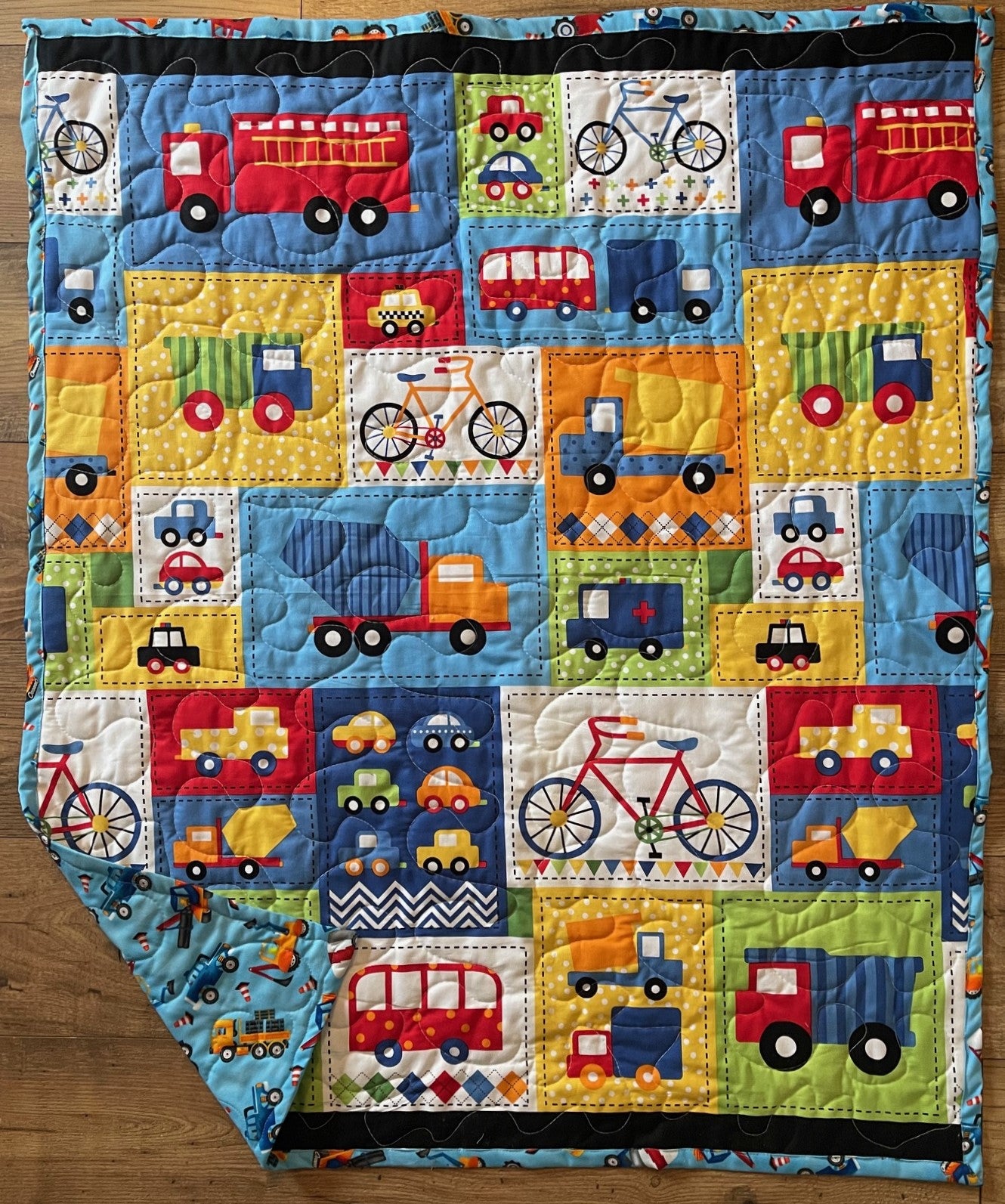 READY SET GO Boys Construction, First Responders & Transportation Vehicles Quilted Blanket
