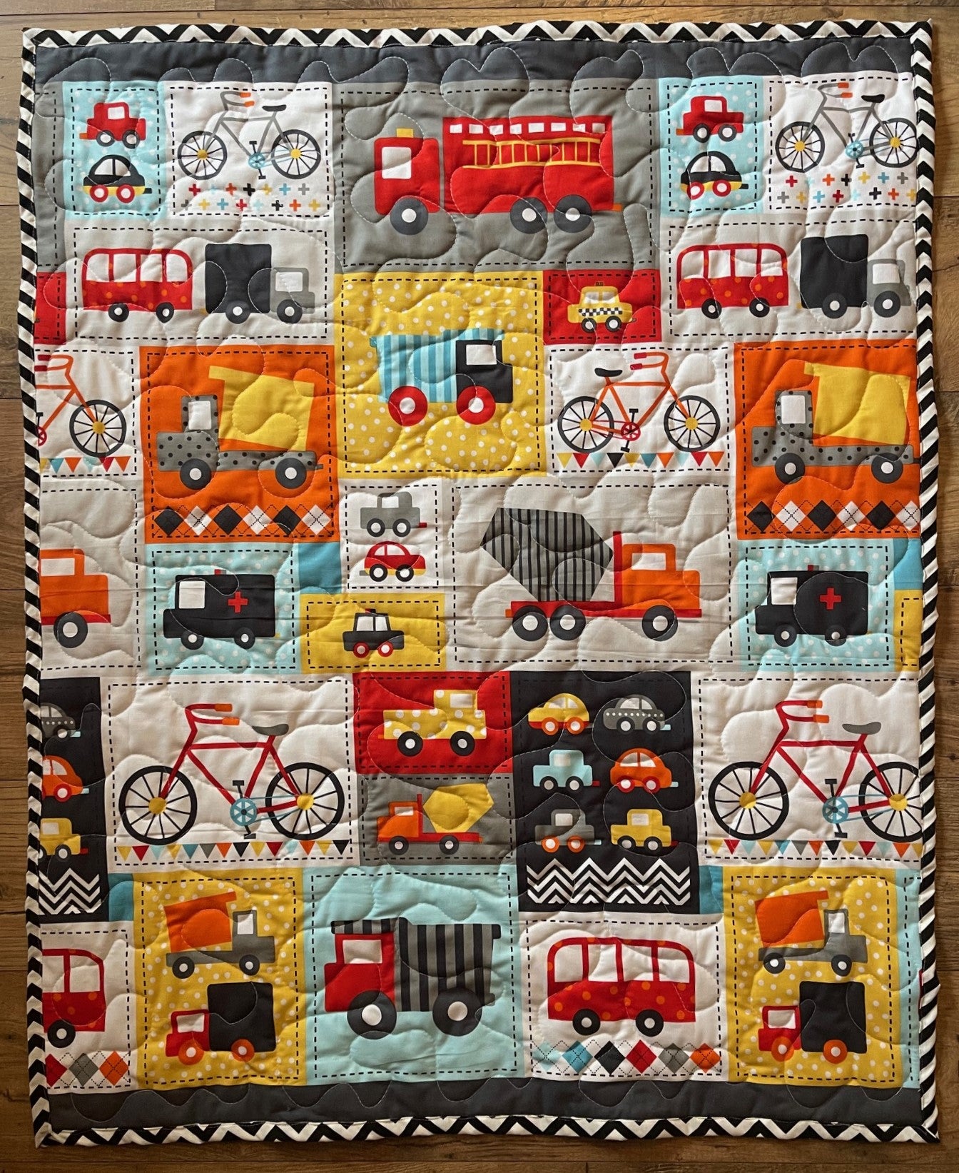 READY SET GO Boys Construction, First Responders & Transportation Vehicles Quilted Blanket