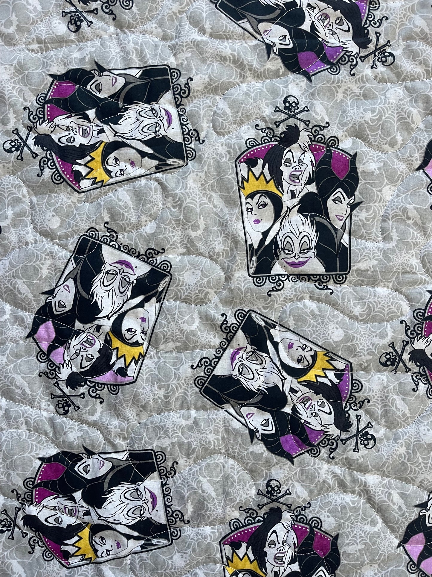 DISNEY VILLAINS, URSULA, EVIL WITCH, CRUELLA DE VIL, MALEFICENT INSPIRED QUILTED BLANKET