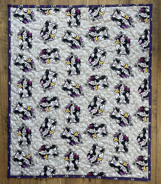 DISNEY VILLAINS, URSULA, EVIL WITCH, CRUELLA DE VIL, MALEFICENT INSPIRED QUILTED BLANKET