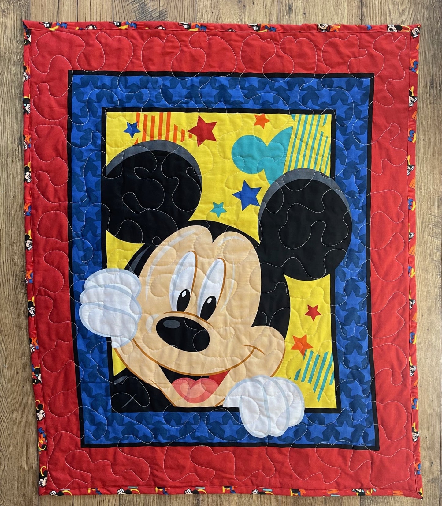 MICKEY MOUSE AT PLAY INSPIRED QUILTED BLANKET PRIMARY COLORS
