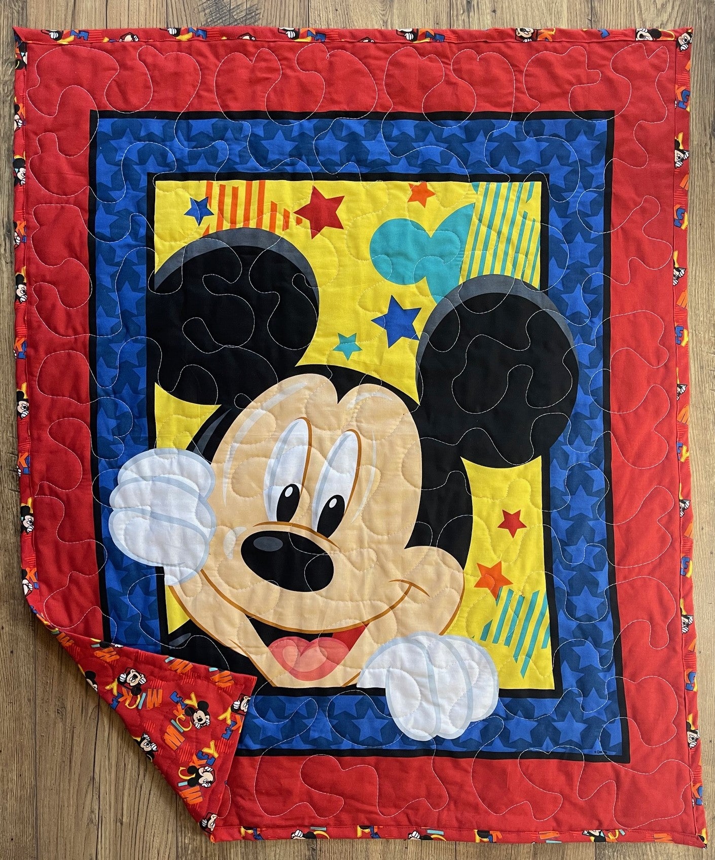 MICKEY MOUSE AT PLAY INSPIRED QUILTED BLANKET