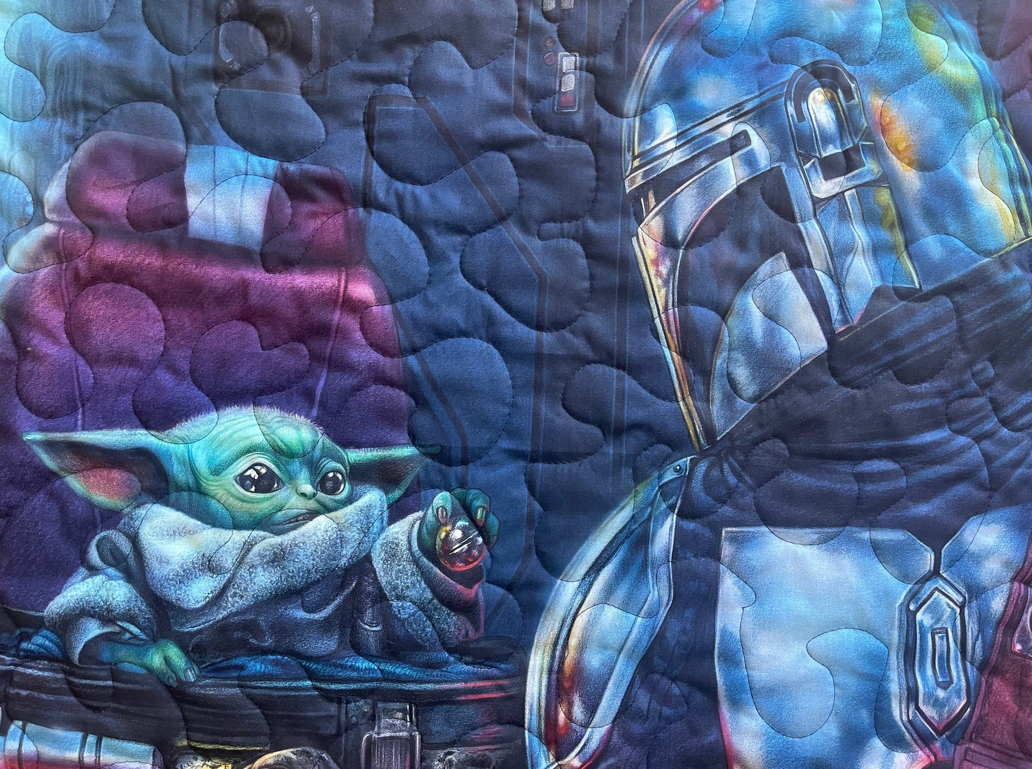 The Mandalorian, Baby Yoda inspired Quilted Blanket DIGITALLY PRINTED FABRIC