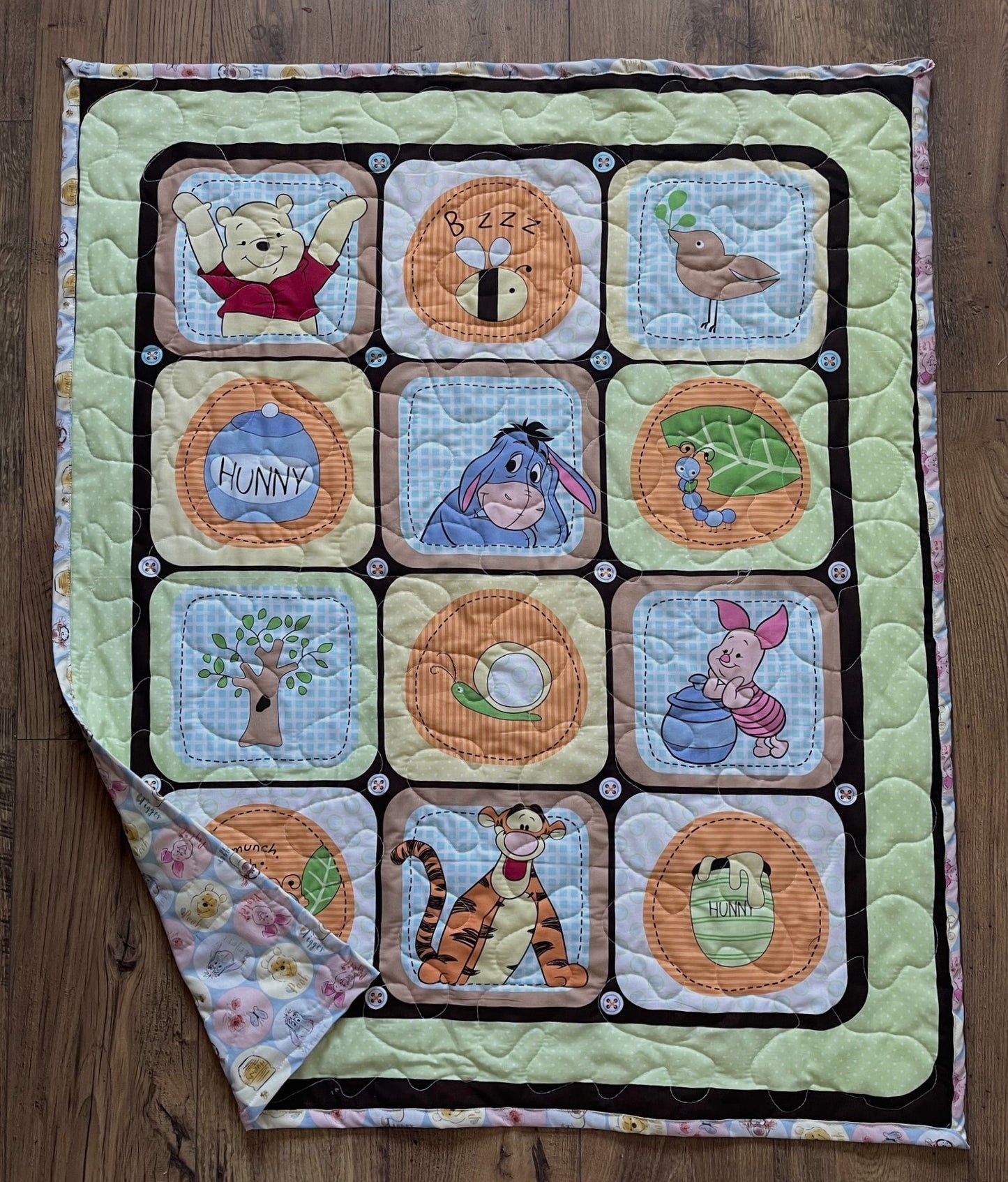 WINNIE THE POOH, TIGGER, EEYORE & PIGLET BLOCKS Inspired Quilted Blanket