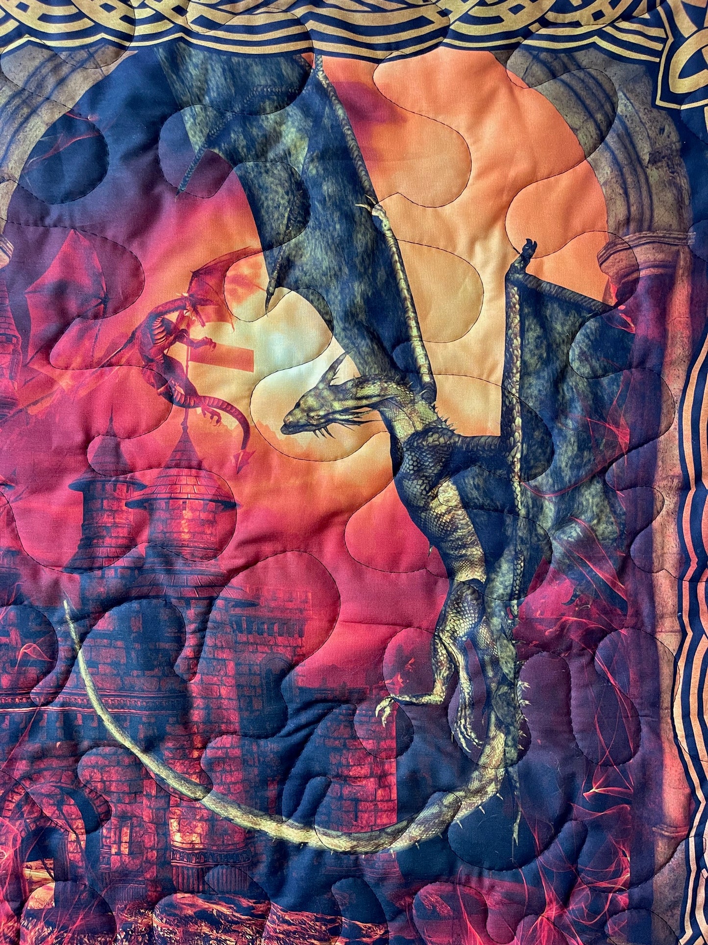 FANTASY DRAGON RED QUILTED BLANKET FOURTH WING INSPIRED