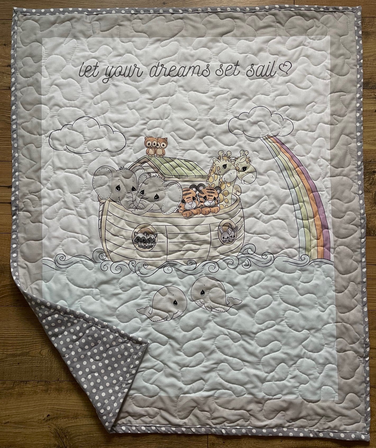 PRECIOUS MOMENTS NOAH'S ARK Inspired *LET YOUR DREAMS SET SAIL* QUILTED BLANKET