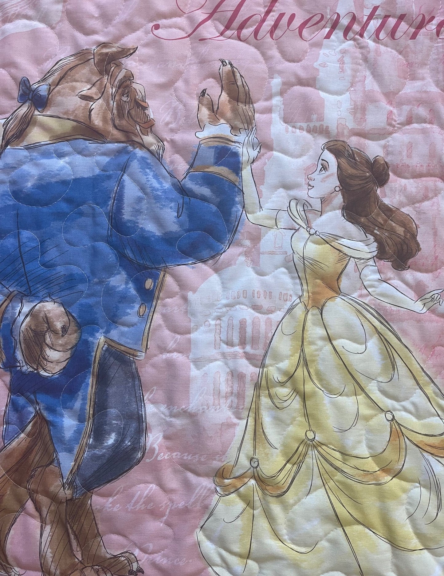 BEAUTY AND THE BEAST Inspired OPEN YOUR HEART TO NEW ADVENTURES BELLE Quilted Blanket